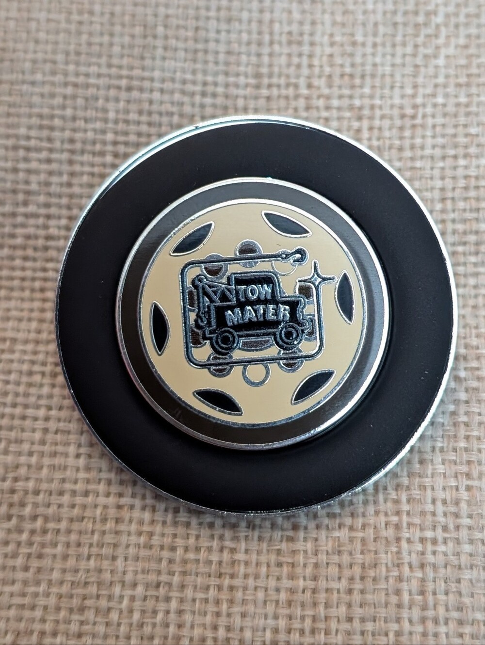 Cars pin Tow Mater Spinning Tire monogram BoxLunch Disney Pixar 20th Anniversary